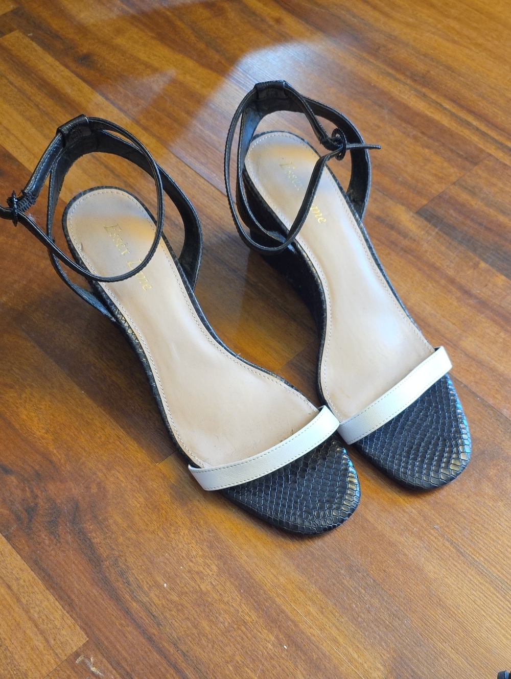 Essex Lane Two-Tone Ankle Strap Sandals - Black & White